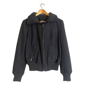 Express Charcoal Gray Wool Blend Bomber Jacket Size Large